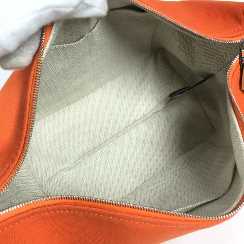 愛馬仕 Brides à Brac PM 化妝包手袋帆布女款橘色-11