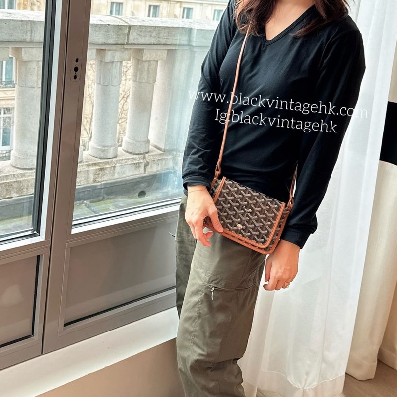 Goyard 戈雅 三層信封包 斜挎包 側背包 手提包 肩背包 黑色棕色 經典顏色 全新連法國專櫃收據副本 goyard Plumet bag black and brown-1