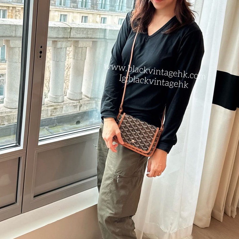 Goyard 戈雅 三層信封包 斜挎包 側背包 手提包 肩背包 黑色棕色 經典顏色 全新連法國專櫃收據副本 goyard Plumet bag black and brown-6