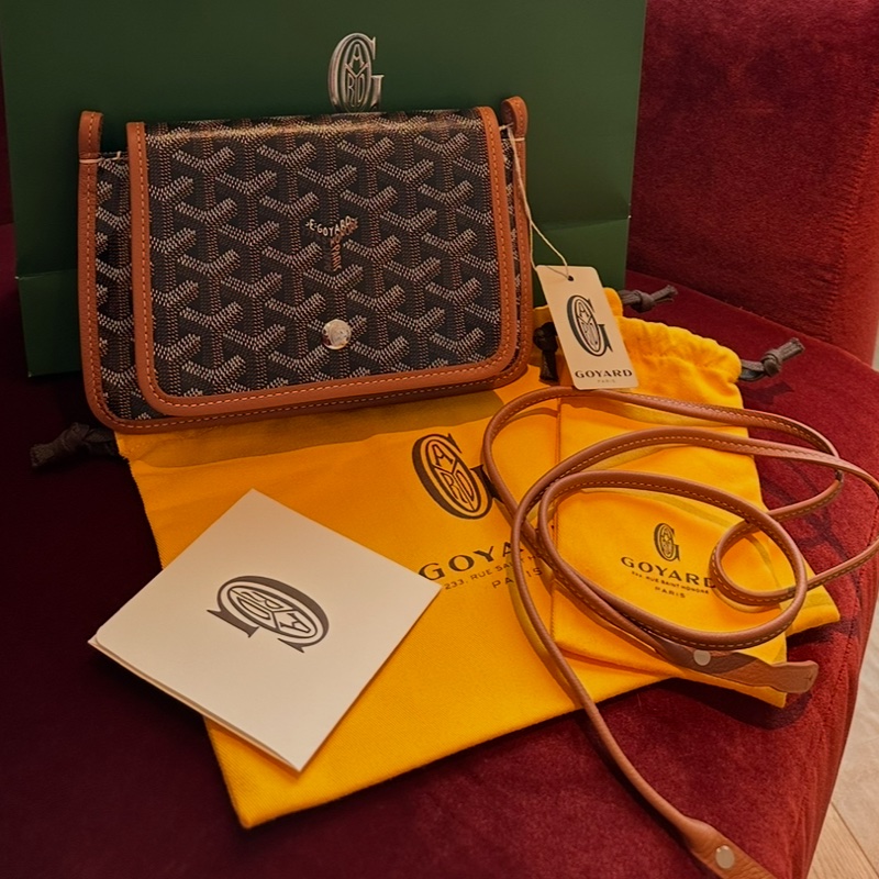 Goyard 戈雅 三層信封包 斜挎包 側背包 手提包 肩背包 黑色棕色 經典顏色 全新連法國專櫃收據副本 goyard Plumet bag black and brown-0