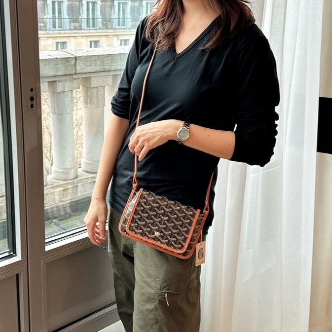 Goyard 戈雅 三層信封包 斜挎包 側背包 手提包 肩背包 黑色棕色 經典顏色 全新連法國專櫃收據副本 goyard Plumet bag black and brown-2