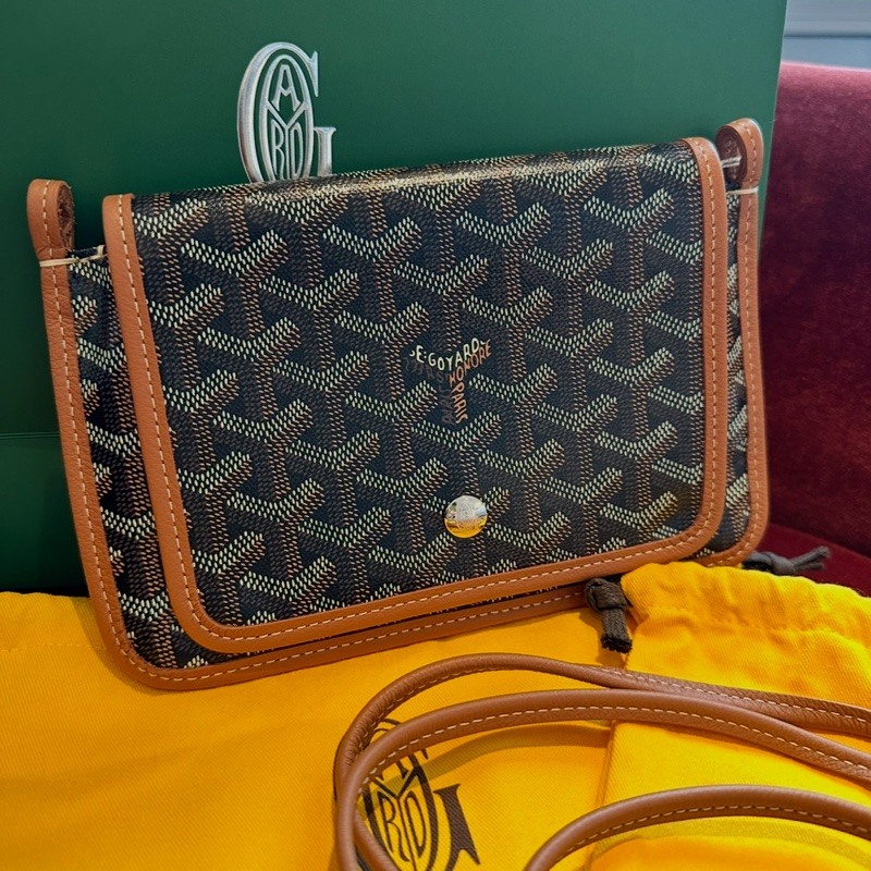 Goyard 戈雅 三層信封包 斜挎包 側背包 手提包 肩背包 黑色棕色 經典顏色 全新連法國專櫃收據副本 goyard Plumet bag black and brown-3