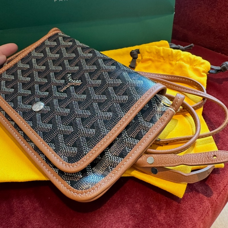 Goyard 戈雅 三層信封包 斜挎包 側背包 手提包 肩背包 黑色棕色 經典顏色 全新連法國專櫃收據副本 goyard Plumet bag black and brown-9
