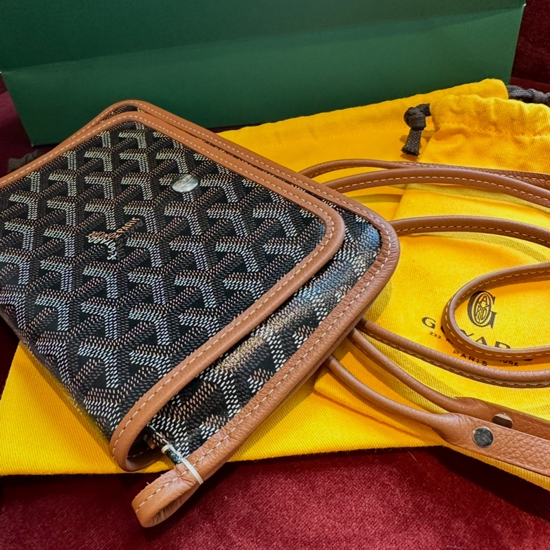 Goyard 戈雅 三層信封包 斜挎包 側背包 手提包 肩背包 黑色棕色 經典顏色 全新連法國專櫃收據副本 goyard Plumet bag black and brown-10