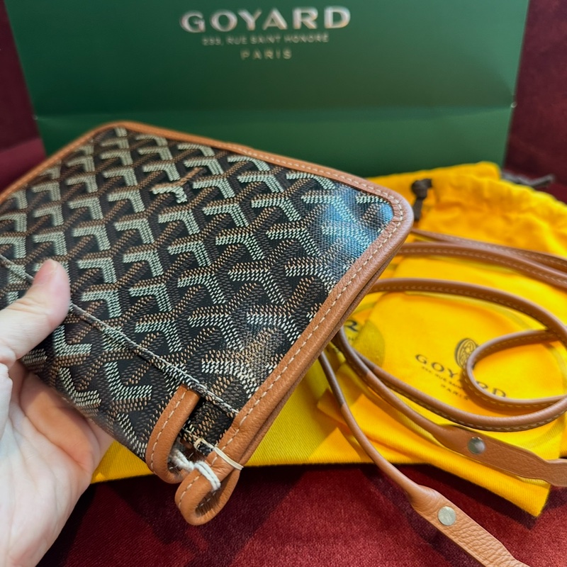 Goyard 戈雅 三層信封包 斜挎包 側背包 手提包 肩背包 黑色棕色 經典顏色 全新連法國專櫃收據副本 goyard Plumet bag black and brown-12