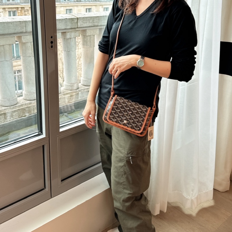 Goyard 戈雅 三層信封包 斜挎包 側背包 手提包 肩背包 黑色棕色 經典顏色 全新連法國專櫃收據副本 goyard Plumet bag black and brown-15