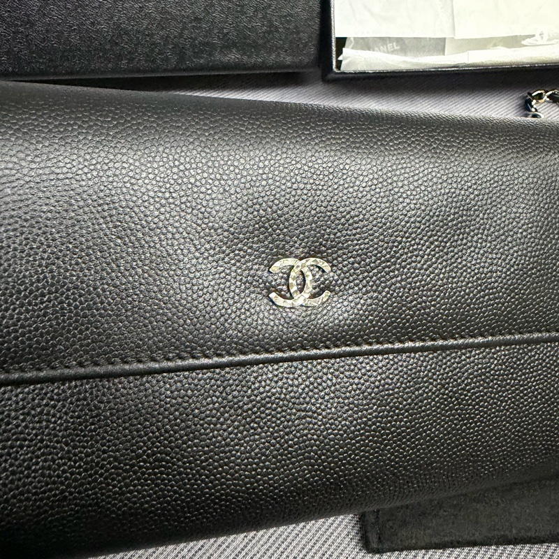 Chanel 黑銀長銀包/WOC-2