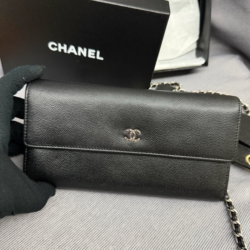 Chanel 黑銀長銀包/WOC-7