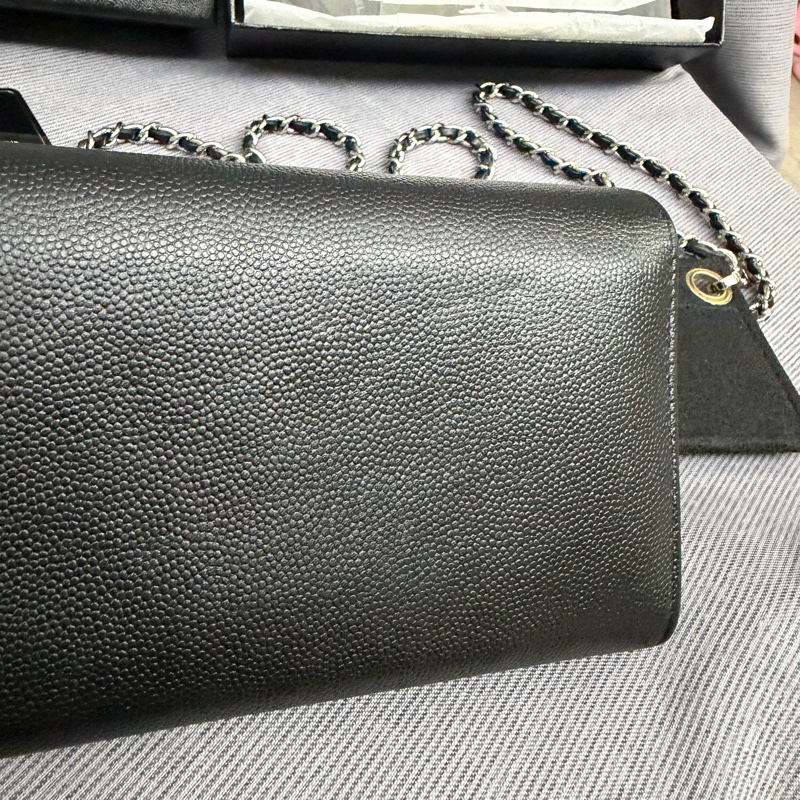 Chanel 黑銀長銀包/WOC-13