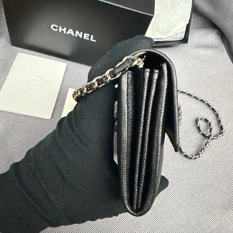 Chanel 黑銀長銀包/WOC-20