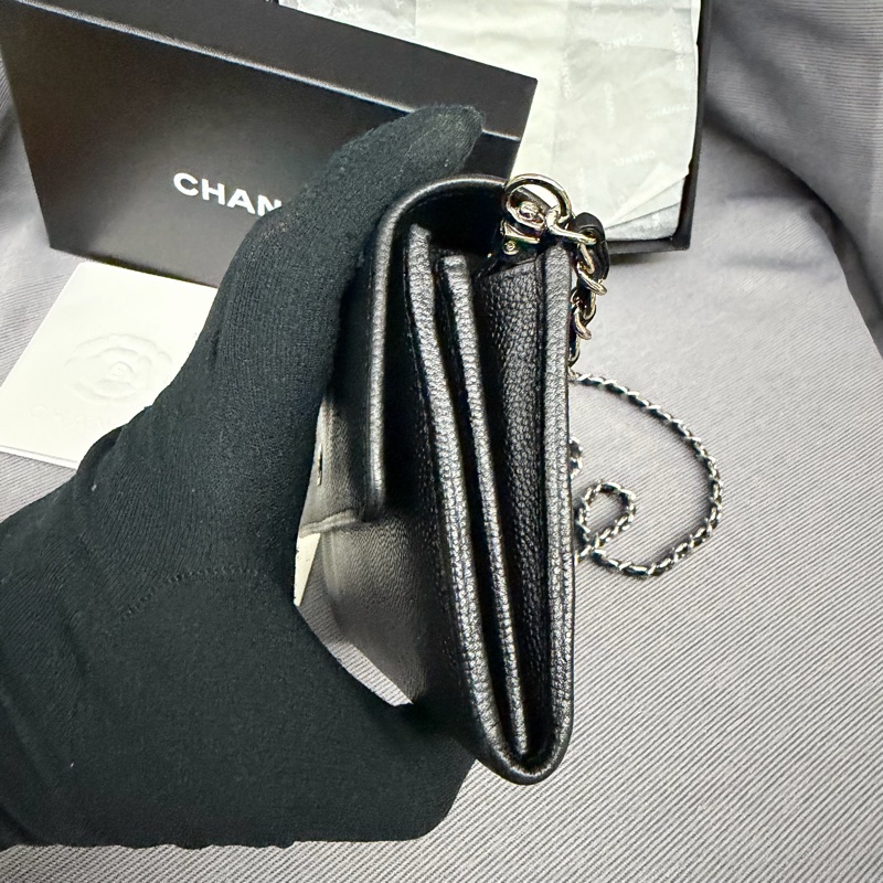 Chanel 黑銀長銀包/WOC-21