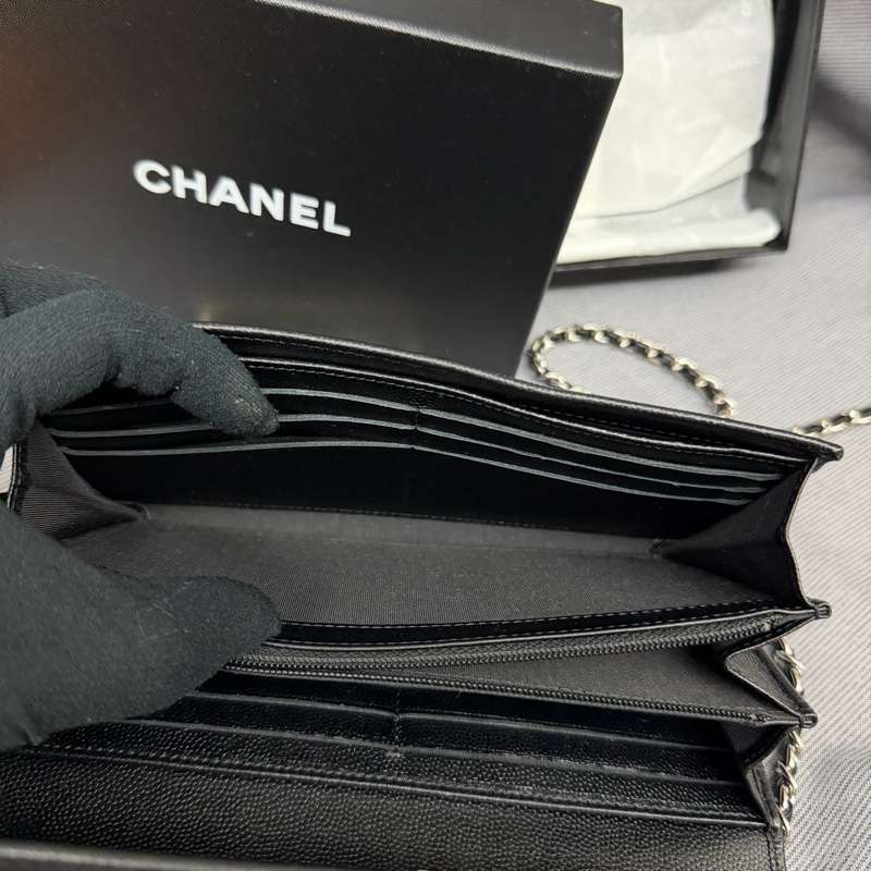 Chanel 黑銀長銀包/WOC-24