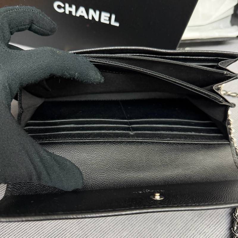 Chanel 黑銀長銀包/WOC-26
