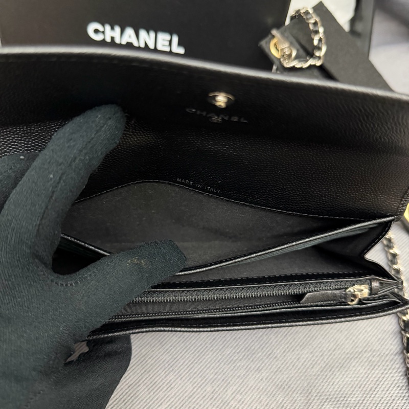 Chanel 黑銀長銀包/WOC-28