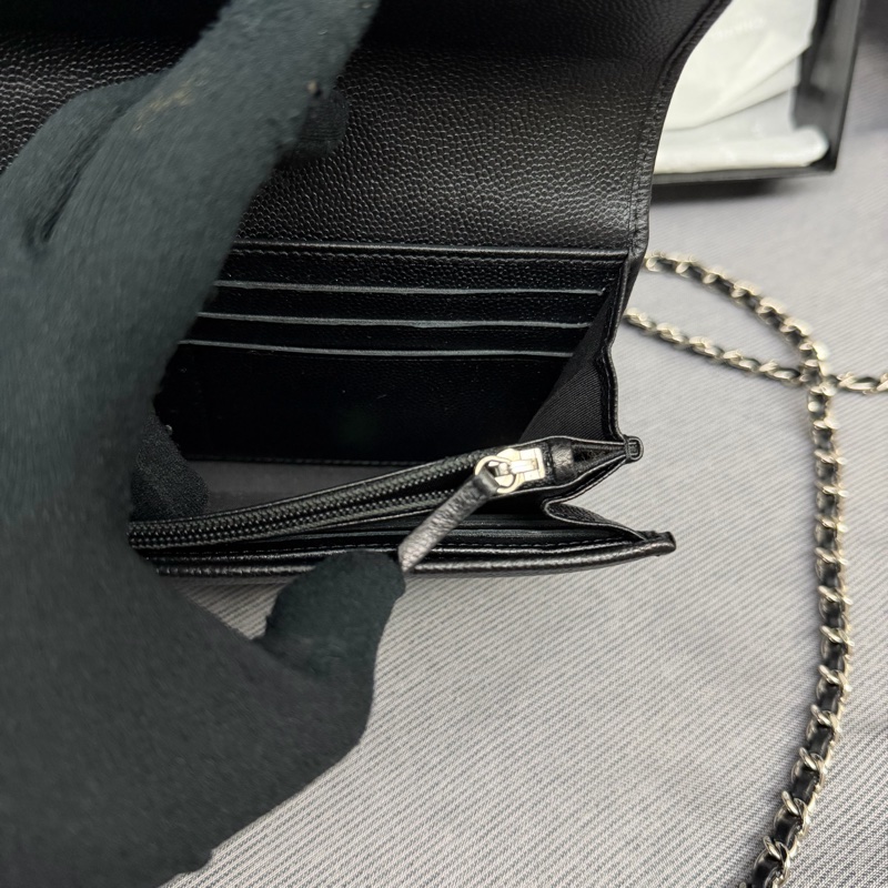 Chanel 黑銀長銀包/WOC-32