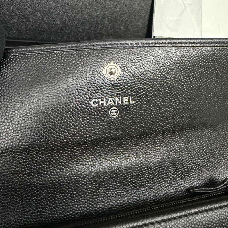 Chanel 黑銀長銀包/WOC-34