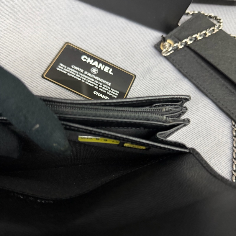 Chanel 黑銀長銀包/WOC-42