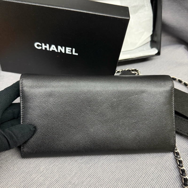 Chanel 黑銀長銀包/WOC-44