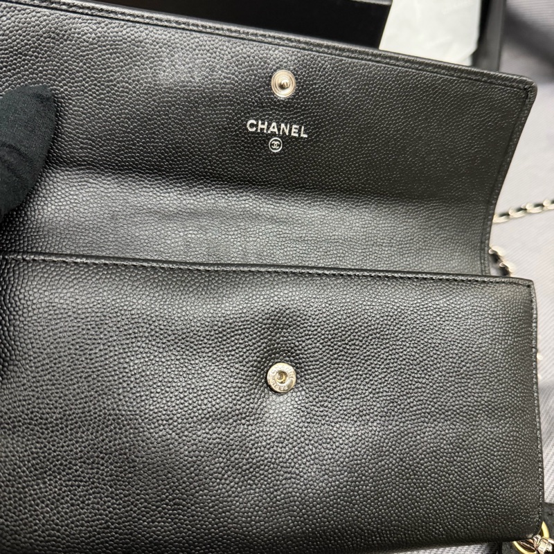 Chanel 黑銀長銀包/WOC-45
