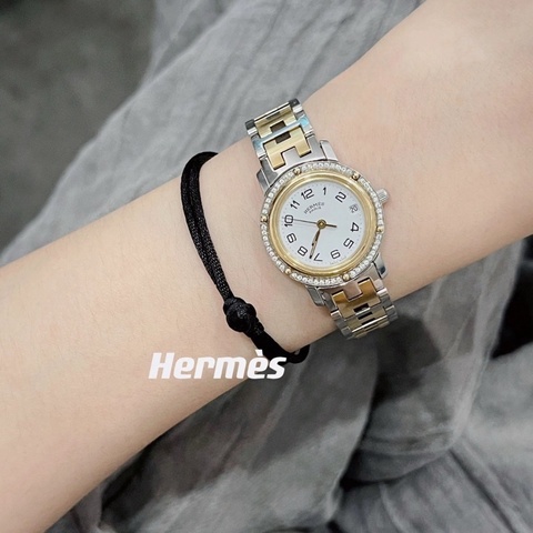 【🆘跟不要錢一樣😭 Coach的價錢買Hermes】愛馬仕 Hermes CLIPPER CL4.220.130/3752 石英 不鏽鋼鍍金 24毫米