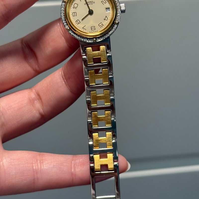 【🆘跟不要錢一樣😭 Coach的價錢買Hermes】愛馬仕 Hermes CLIPPER CL4.220.130/3752 石英 不鏽鋼鍍金 24毫米-5