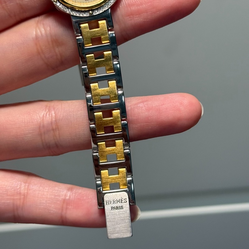 【🆘跟不要錢一樣😭 Coach的價錢買Hermes】愛馬仕 Hermes CLIPPER CL4.220.130/3752 石英 不鏽鋼鍍金 24毫米-6