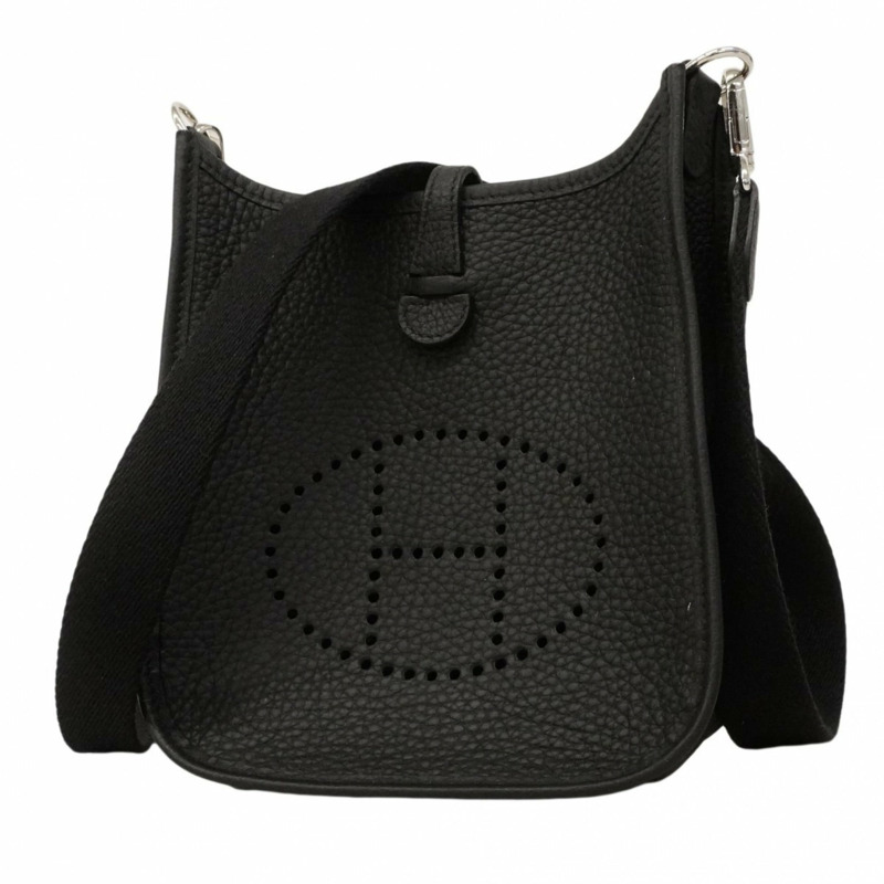 愛馬仕 Evelyne TPM 女士單肩包,Taurillon Clemence 皮革,黑色,K 字印記-0