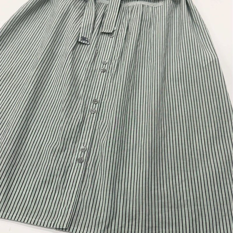 BURBERRY 蕾絲滾邊直條紋腰帶戰馬洋裝-5