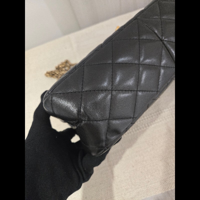 香奈兒 Chanel 2.55 Reissue 黃金尺寸 黑金方扣羊皮鍊條包 肩背包 斜背包-17