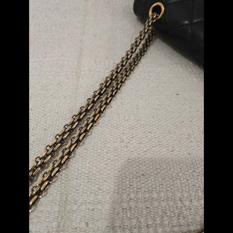 香奈兒 Chanel 2.55 Reissue 黃金尺寸 黑金方扣羊皮鍊條包 肩背包 斜背包-25