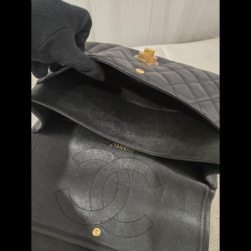 香奈兒 Chanel 2.55 Reissue 黃金尺寸 黑金方扣羊皮鍊條包 肩背包 斜背包-32