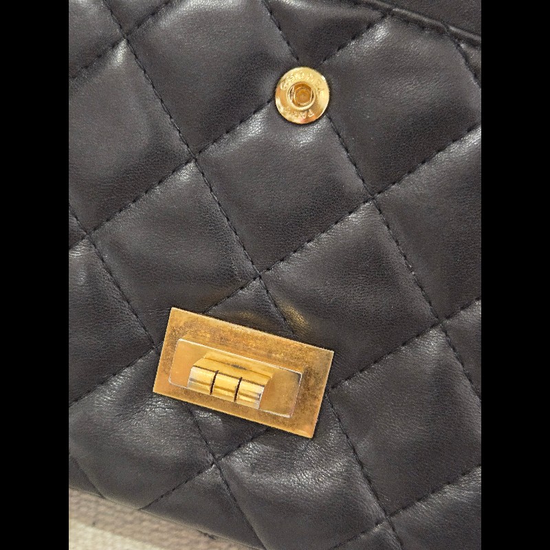 香奈兒 Chanel 2.55 Reissue 黃金尺寸 黑金方扣羊皮鍊條包 肩背包 斜背包-42