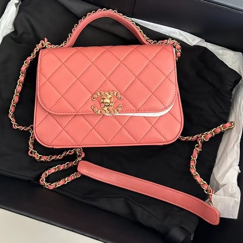 【全新團】Chanel 香奈兒員購珊瑚粉 trendy 粉色 手提側背斜背郵差包