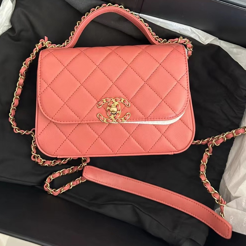 【全新團】Chanel 香奈兒員購珊瑚粉 trendy 粉色 手提側背斜背郵差包-1