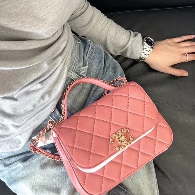 【全新團】Chanel 香奈兒員購珊瑚粉 trendy 粉色 手提側背斜背郵差包-2