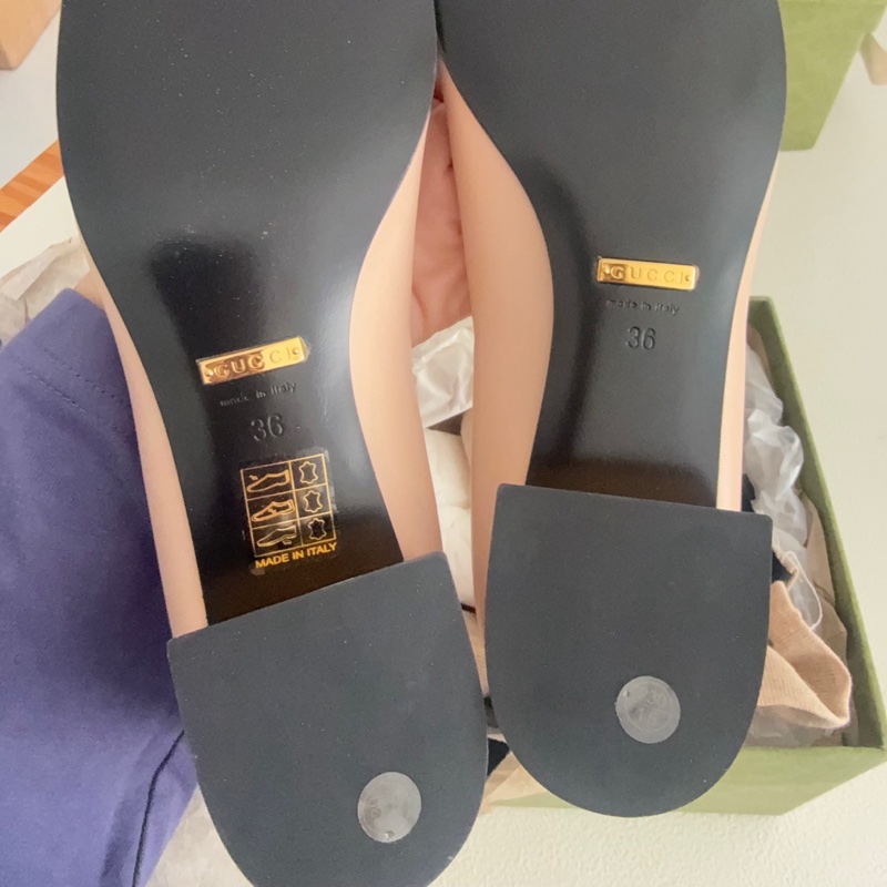 【全新品】員購Gucci古馳粉色馬蹄扣經典高跟鞋 36號-1