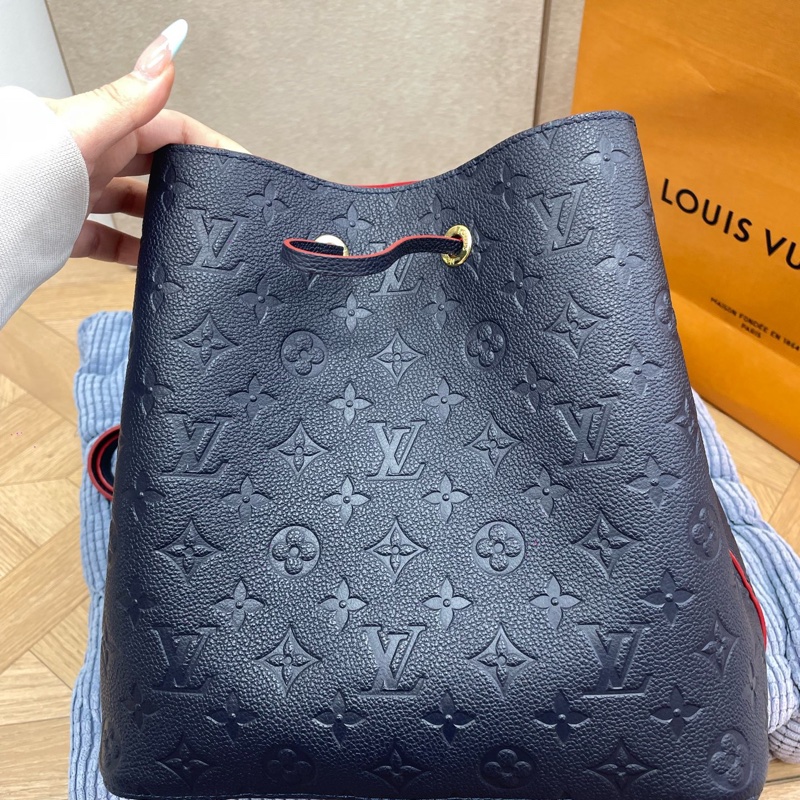 99新 LV路易威登 皮款老花壓紋 深海藍拼紅 芯片款 附件：單品-1