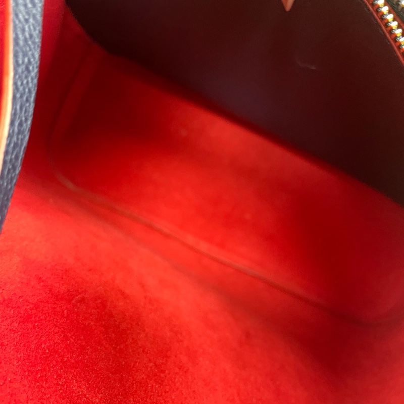 99新 LV路易威登 皮款老花壓紋 深海藍拼紅 芯片款 附件：單品-7