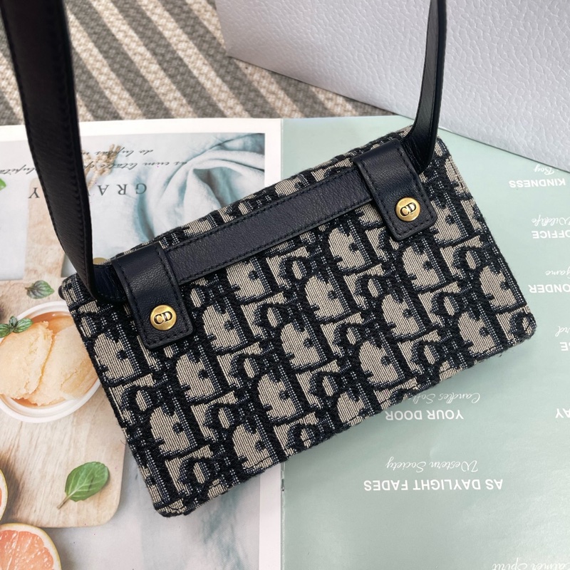 Dior迪奧 迪奧老花刺繡腰包 斜挎 藍色 Oblique 印花 尺寸:17 x 10 x 3.5cm-1