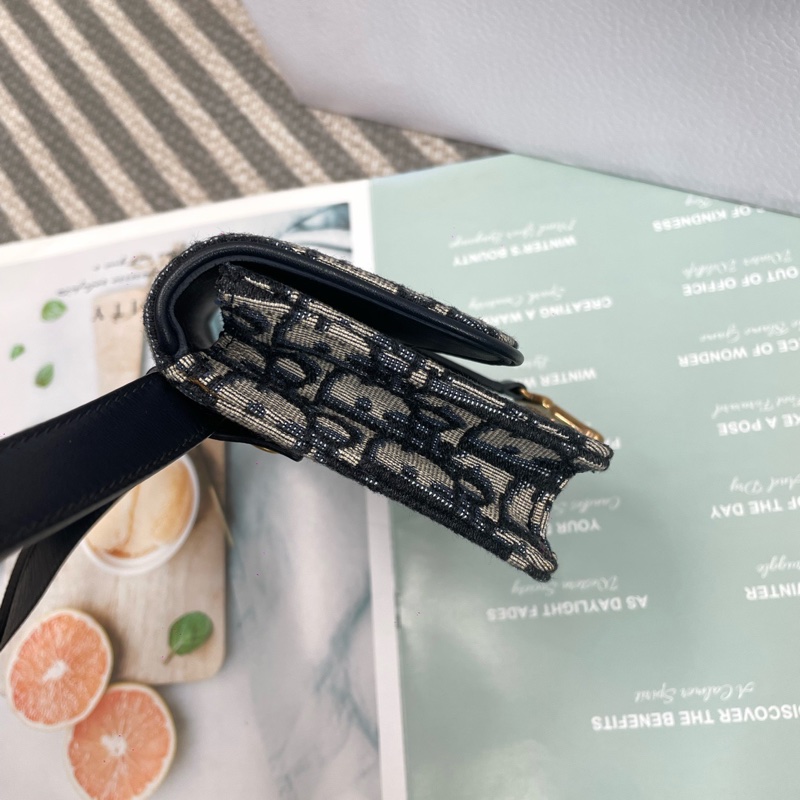 Dior迪奧 迪奧老花刺繡腰包 斜挎 藍色 Oblique 印花 尺寸:17 x 10 x 3.5cm-3