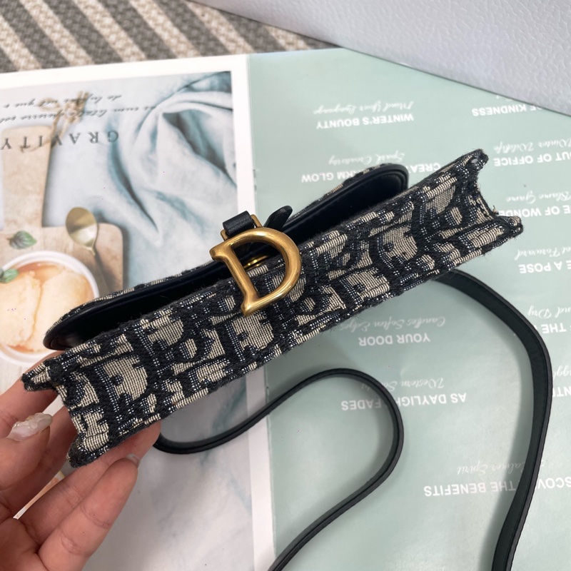 Dior迪奧 迪奧老花刺繡腰包 斜挎 藍色 Oblique 印花 尺寸:17 x 10 x 3.5cm-4