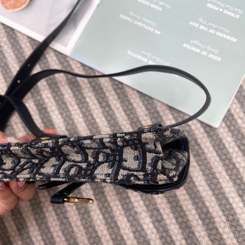 Dior迪奧 迪奧老花刺繡腰包 斜挎 藍色 Oblique 印花 尺寸:17 x 10 x 3.5cm-6