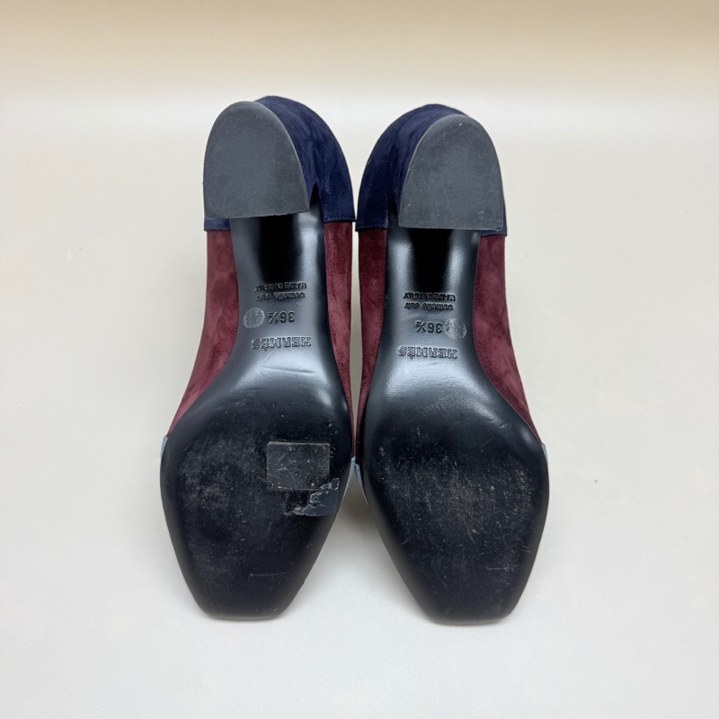 Hermes/愛馬仕 藍紅拼色綁帶高跟鞋 36.5碼-5