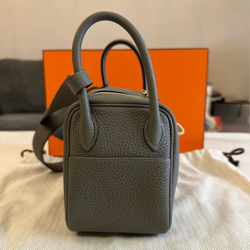 Hermes mini lindy 積雨雲灰 金扣-2
