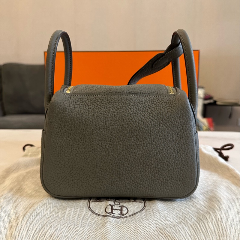 Hermes mini lindy 積雨雲灰 金扣-3