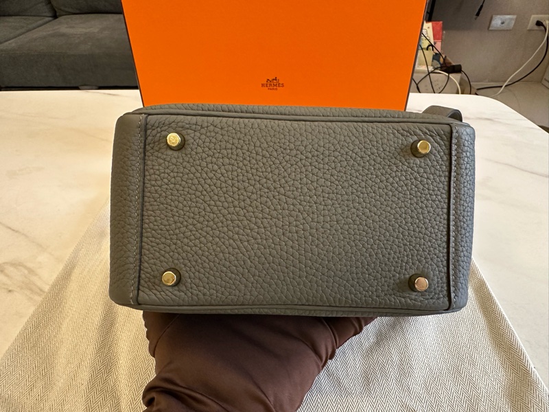Hermes mini lindy 積雨雲灰 金扣-4