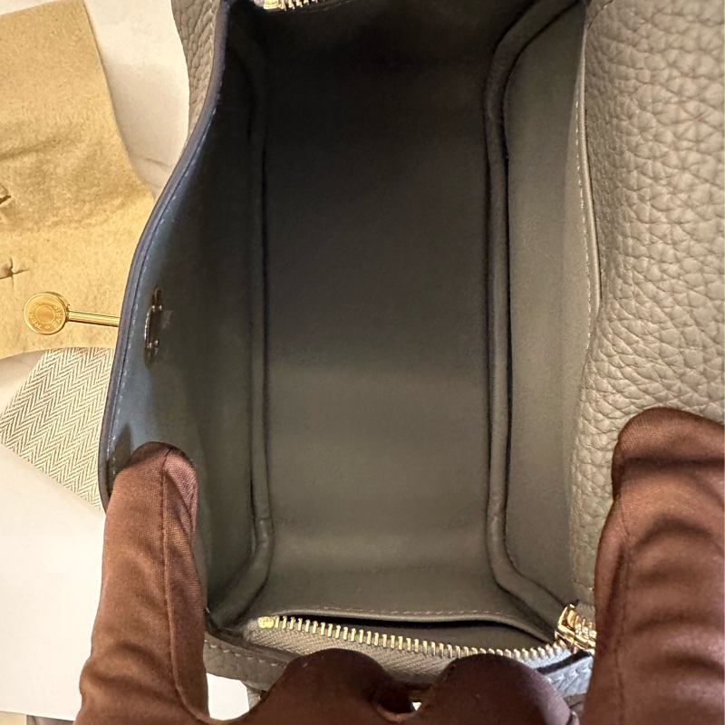 Hermes mini lindy 積雨雲灰 金扣-7