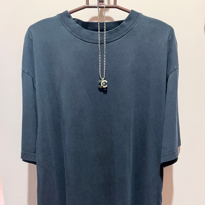 Balenciaga巴黎世家 個性寬鬆版型背面仿舊水鑽字母短袖T(炭黑色)XS男女皆🉑-2