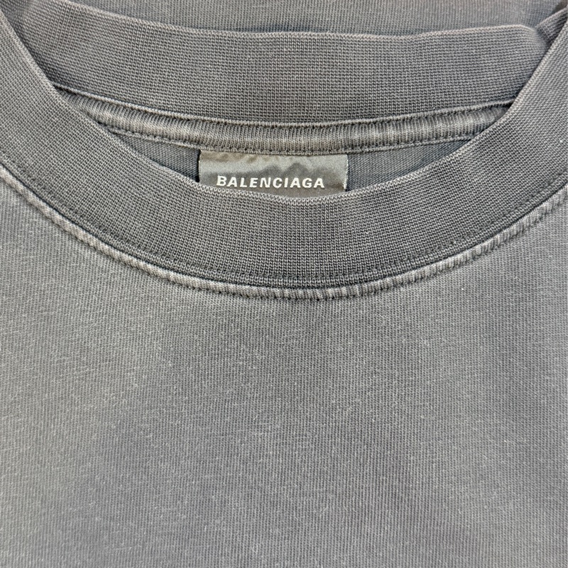 Balenciaga巴黎世家 個性寬鬆版型背面仿舊水鑽字母短袖T(炭黑色)XS男女皆🉑-4