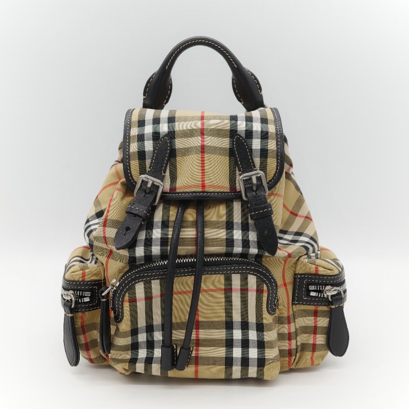 Burberry 巴寶莉 The Rucksack 風衣棕色 經典格紋 拼接尼龍 小型 後背包 雙肩包 電腦包-1